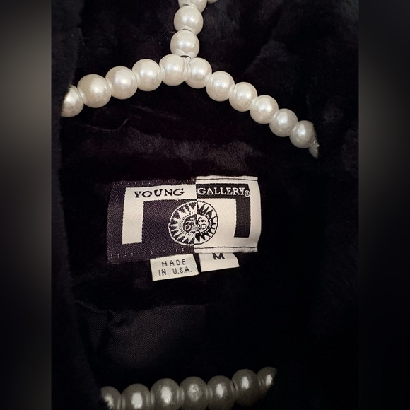 VTG Young Gallery Black Faux Fur Coat Size M - Picture 2 of 14